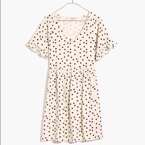Madewell Lightspun Ruffle Sleeve Babydoll Dress in Dot Toss
